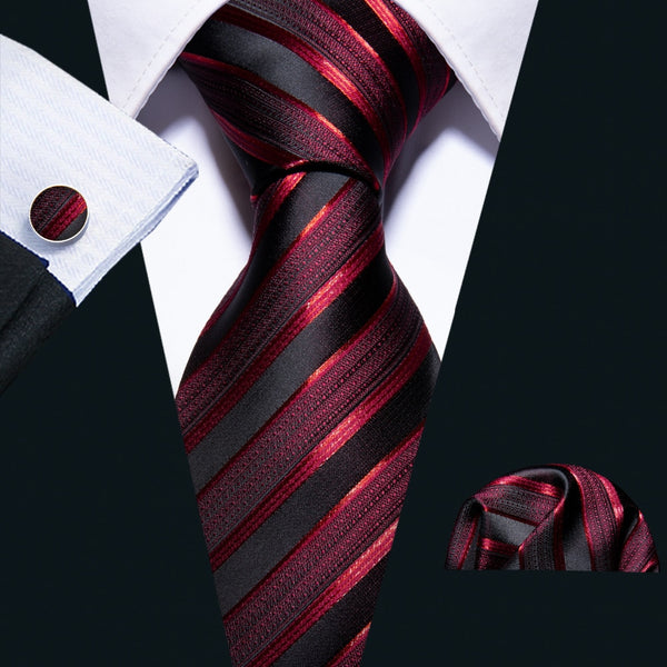 Male Luxury Neck Tie For Men Business Red Striped 100% Silk Tie Set Barry.Wang Fashion Design Neckwear Dropshipping LS-5022 | Vimost Shop.