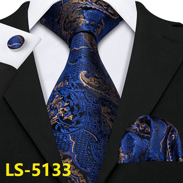 Male Luxury Neck Tie For Men Business Red Striped 100% Silk Tie Set Barry.Wang Fashion Design Neckwear Dropshipping LS-5022 | Vimost Shop.