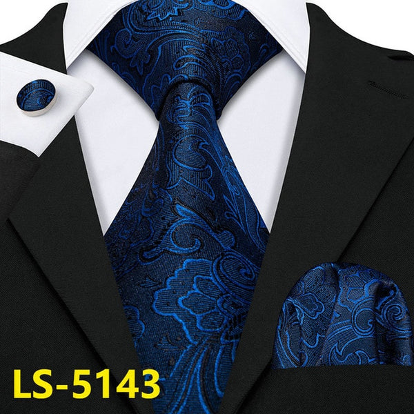 Male Luxury Neck Tie For Men Business Red Striped 100% Silk Tie Set Barry.Wang Fashion Design Neckwear Dropshipping LS-5022 | Vimost Shop.