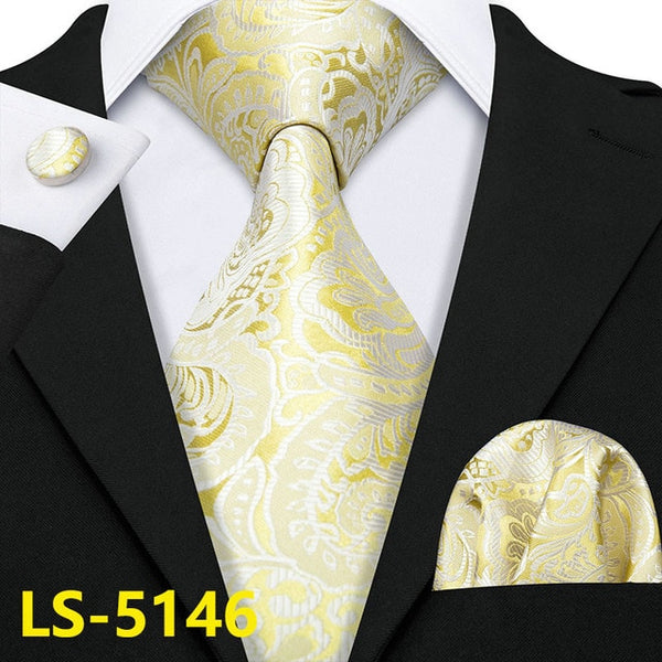 Male Luxury Neck Tie For Men Business Red Striped 100% Silk Tie Set Barry.Wang Fashion Design Neckwear Dropshipping LS-5022 | Vimost Shop.