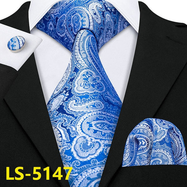 Male Luxury Neck Tie For Men Business Red Striped 100% Silk Tie Set Barry.Wang Fashion Design Neckwear Dropshipping LS-5022 | Vimost Shop.