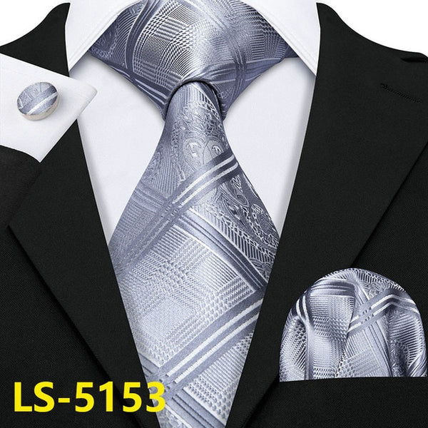 Male Luxury Neck Tie For Men Business Red Striped 100% Silk Tie Set Barry.Wang Fashion Design Neckwear Dropshipping LS-5022 | Vimost Shop.