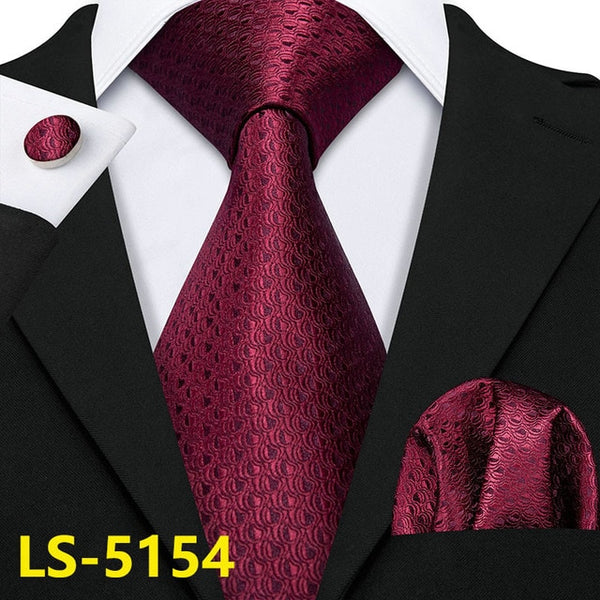 Male Luxury Neck Tie For Men Business Red Striped 100% Silk Tie Set Barry.Wang Fashion Design Neckwear Dropshipping LS-5022 | Vimost Shop.
