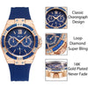Women's Watches Chronograph Rose Gold Sport Watch Ladies Diamond Blue Rubber Band Xfcs Analog Female Quartz Wristwatch | Vimost Shop.