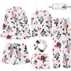 Women 7 Pieces Pajamas Sets Stain Faux Silk Sleepwear | Vimost Shop.