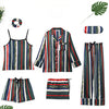 Women 7 Pieces Pajamas Sets Stain Faux Silk Sleepwear | Vimost Shop.