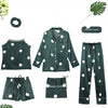 Women 7 Pieces Pajamas Sets Stain Faux Silk Sleepwear | Vimost Shop.