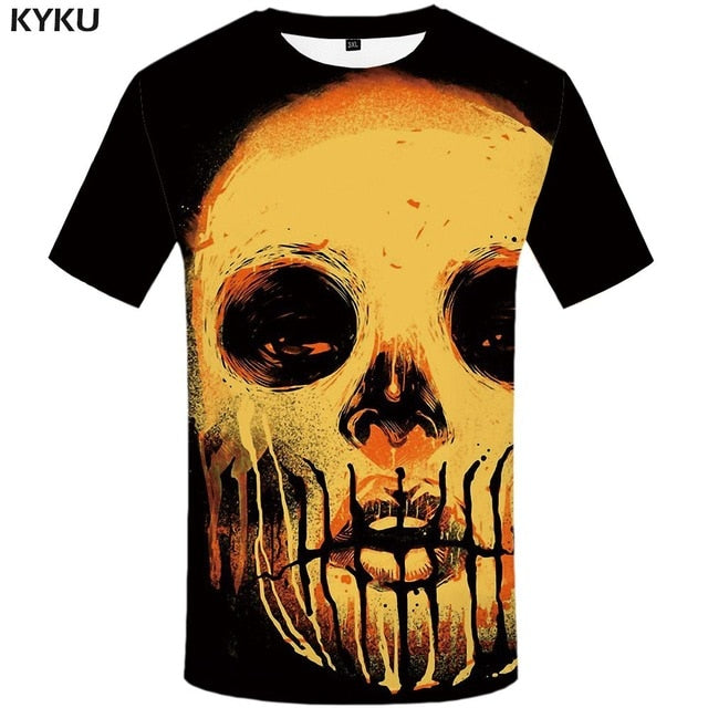 Skull T-shirt Men Flower Tshirts Casual Character Anime Clothes Harajuku Tshirt Printed Animal T-shirts 3d | Vimost Shop.