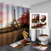 Paris Tower Landscape 3D Waterproof Shower Curtains Bathroom Curtain Sets Anti Slip Pedestal Rug Lid Toilet Cover Bath Mat Set | Vimost Shop.