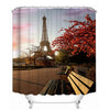 Paris Tower Landscape 3D Waterproof Shower Curtains Bathroom Curtain Sets Anti Slip Pedestal Rug Lid Toilet Cover Bath Mat Set | Vimost Shop.