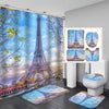 Paris Tower Landscape 3D Waterproof Shower Curtains Bathroom Curtain Sets Anti Slip Pedestal Rug Lid Toilet Cover Bath Mat Set | Vimost Shop.