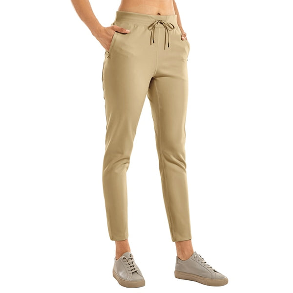 Women's Stretch Casual Pants Drawstring Jogger Travel Lounge Sweatpants with Zipper Pockets