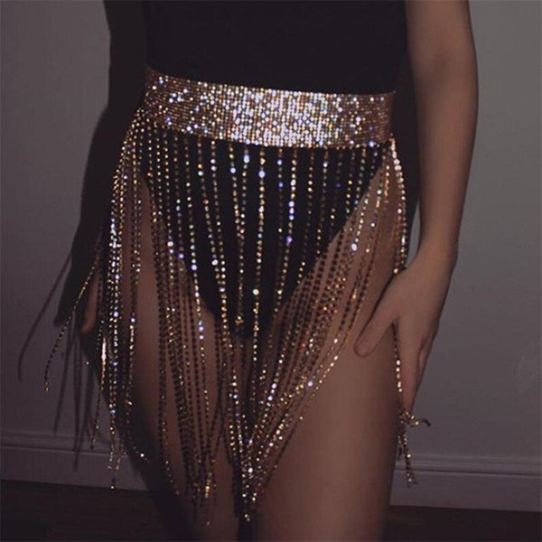 New Luxury Bling Rhinestone Belts Long Tassel Fringe Belt Gold Crystal Chain Wedding Bridal Belt Straps For Women Belt Accessory | Vimost Shop.