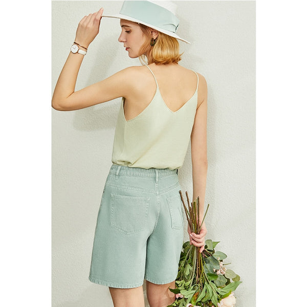 Minimalism Spring Summer Knitted Soft Solid Vest tops Women Causal Vneck sleeveless Camisole Top Women | Vimost Shop.