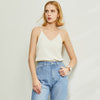 Minimalism Spring Summer Knitted Soft Solid Vest tops Women Causal Vneck sleeveless Camisole Top Women | Vimost Shop.