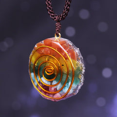7 Chakra Orgone Pendant Colorful Stone Necklace Energy Healing Crystals Chips Tumbled Stones Mixed Orgonite Resin Necklace