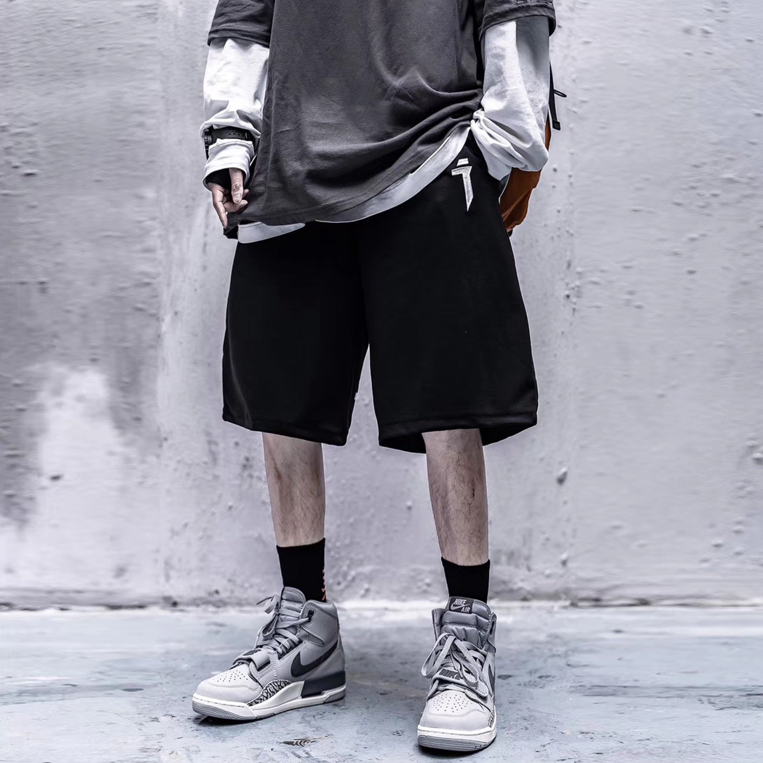 Techwear Style Print Hip Hop Pants Men 2020 Summer Streetwear Loose Cargo Shorts Cotton Jogger Streetpants Black | Vimost Shop.