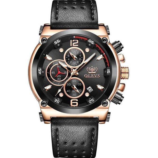 Men Watch Sport luminous chronograph leather Waterproof Top Brand OLEVS Fashion Luxury quartz clock watch Relogio Masculino | Vimost Shop.