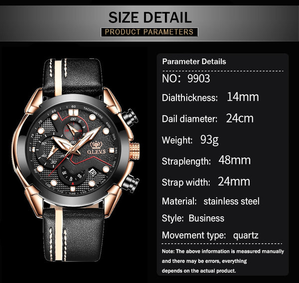 Men Watch Sport luminous chronograph leather Waterproof Top Brand OLEVS Fashion Luxury quartz clock watch Relogio Masculino | Vimost Shop.