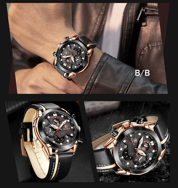Men Watch Sport luminous chronograph leather Waterproof Top Brand OLEVS Fashion Luxury quartz clock watch Relogio Masculino | Vimost Shop.