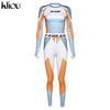 Women Long Sleeve CropTop Slim Outfit Tracksuit Two Pieces Set letter Print High elastic Skinny Leggings Female Sportswear | Vimost Shop.