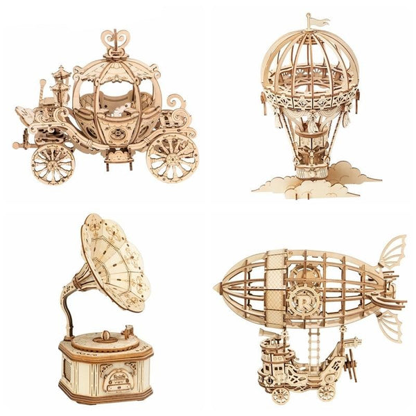 Arrival DIY 3D Gramophone Box,Pumpkin Cart Wooden Puzzle Game Assembly Popular Toy Gift for Children Adult | Vimost Shop.
