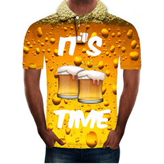 polo shirt men beer 3D Print Short Sleeves Polo Shirt New Summer Slim Casual Polo Shirt Men Clothing polo homme