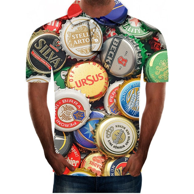 polo shirt men beer 3D Print Short Sleeves Polo Shirt New Summer Slim Casual Polo Shirt Men Clothing polo homme | Vimost Shop.