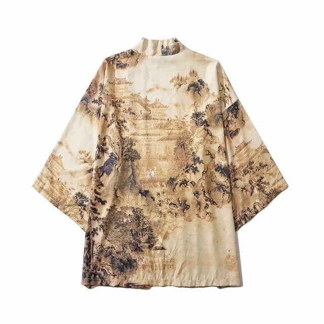 Japan Streetwear Man Beach Kimono Cardigan Cosplay Shirt Blouse for Men Unisex Japanese Yukata Kimonos | Vimost Shop.