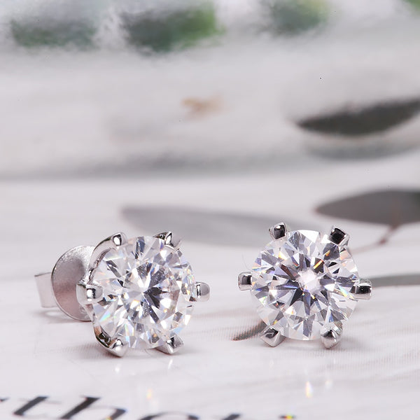 2ctw DEF White Diamond Test Passed Moissanite Silver Earring Jewelry GemStone Girlfriend Gift Special Price for Women | Vimost Shop.