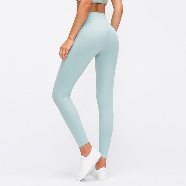 Naked-feel Woman Leggings Fitness Leggings Sports Mid Waist Ankle-Length Pants multiple color Solid High Compression | Vimost Shop.