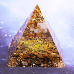 Orgonite Pyramid Tiger Eye Chakra Energy Natural Crystal Repel Evil Spirits Pyramid Decoration Process Resin Gift