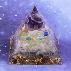 Orgonite Amethyst Pyramid Change The Magnetic Field Of Life Reiki Stone Fluorite  Aura Crystal Resin Decorative Craft Jewelry