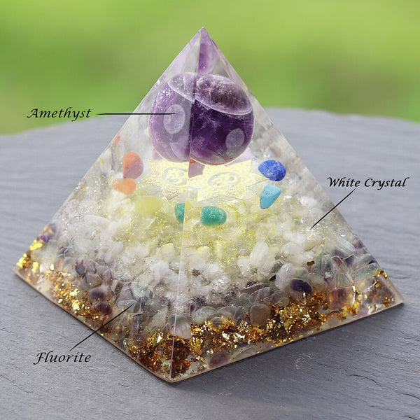 Orgonite Amethyst Pyramid Change The Magnetic Field Of Life Reiki Stone Fluorite  Aura Crystal Resin Decorative Craft Jewelry | Vimost Shop.