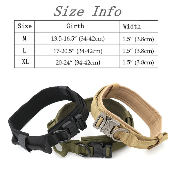 Tactical Dog Collar Adjustable Metal Buckle Dog Collars with Control Handle Training Pet Cat Dog Collar For Small Large Dogs | Vimost Shop.