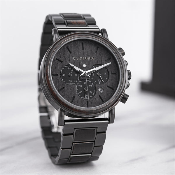 Male Watch Wooden Men Wristwatches Luminous Handle Chronograph Timepiece  In Gift Box | Vimost Shop.