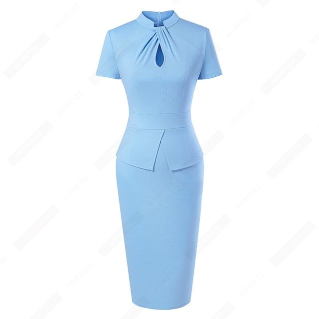 Women Elegant Hollow Sexy Office Lady Dress Charming Business Bodycon Dress | Vimost Shop.