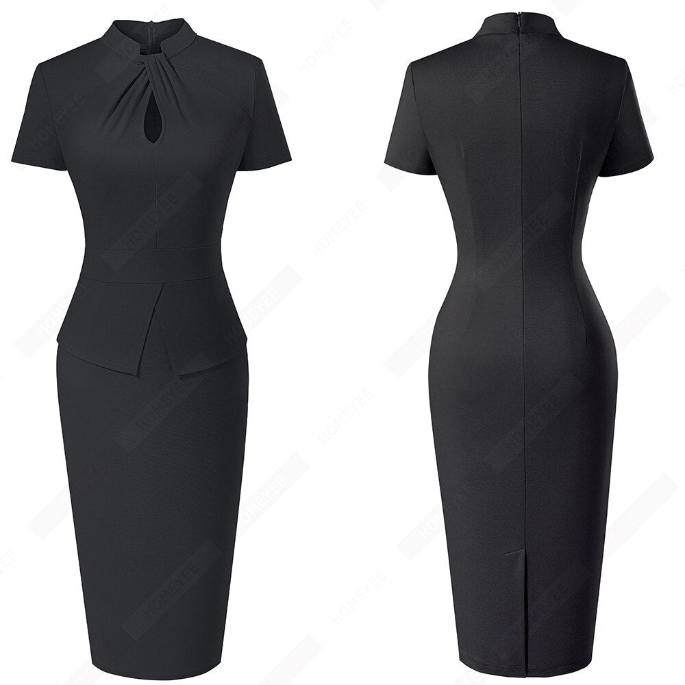 Women Elegant Hollow Sexy Office Lady Dress Charming Business Bodycon Dress | Vimost Shop.