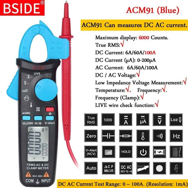 True RMS Clamp Meter 1mA Plier Ammeter Professional Car repair Digital Multimeter DC AC Current Volt Temp Capacitor Tester | Vimost Shop.