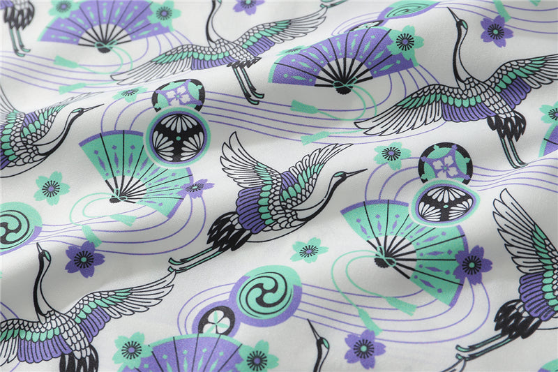 Japanese Style Crane Hawaiian Shirts Streetwear Hip Hop Casual Beach Camisas Shirt Fashion Harajuku White Men Tops | Vimost Shop.