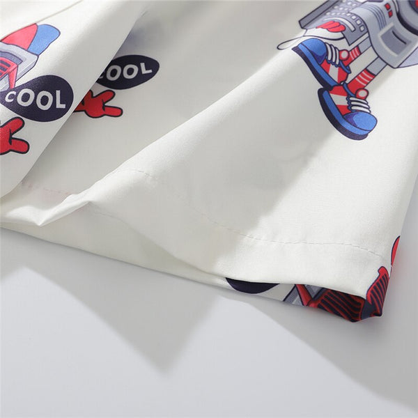 Fashion Style Full Robot Print Hawaiian Shirts Streetwear Hip Hop Casual Beach Camisas Shirt Harajuku White Men Tops | Vimost Shop.