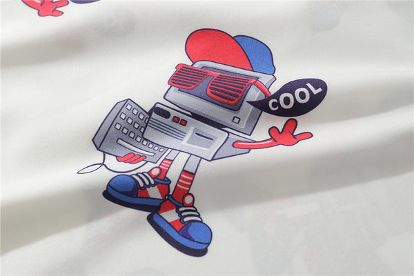 Fashion Style Full Robot Print Hawaiian Shirts Streetwear Hip Hop Casual Beach Camisas Shirt Harajuku White Men Tops | Vimost Shop.