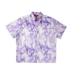 Full Lightning Print Short Sleeve Hawaiian Shirt Summer Casual Floral Button Tropical Beach Hawaii Camp Oversized Shirt