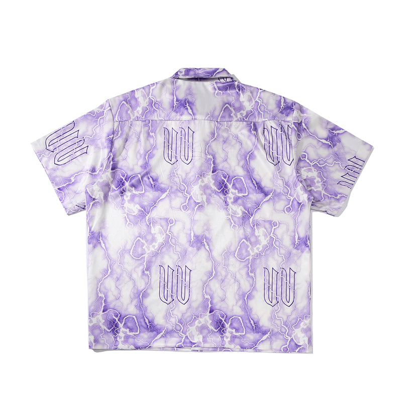 Full Lightning Print Short Sleeve Hawaiian Shirt Summer Casual Floral Button Tropical Beach Hawaii Camp Oversized Shirt | Vimost Shop.