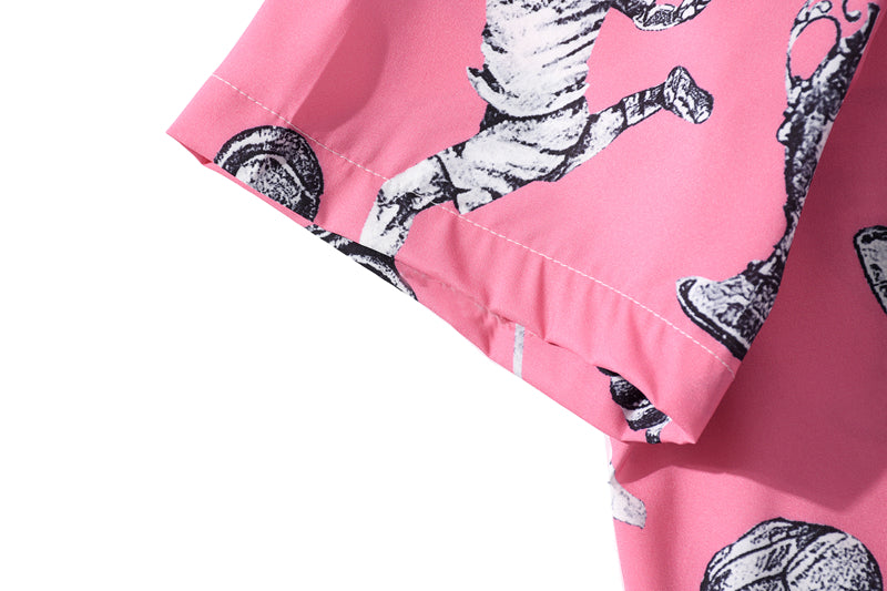 Summer Tennis Print Pink Beach Hawaiian Aloha Shirts Mens Casual Short Sleeve Shirt Male Fashion Shirts Tops | Vimost Shop.