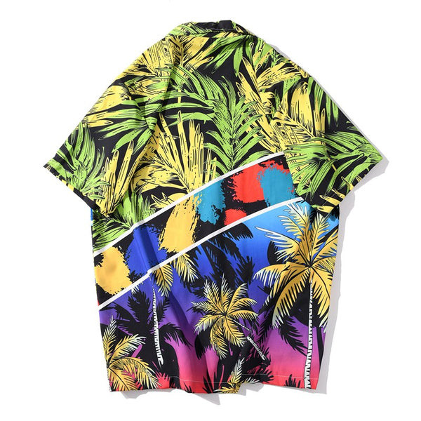 Fashion Summer Leaves Print Orange Beach Hawaiian Aloha Shirts Mens Casual Short Sleeve Shirt Camisas Shirts Tops | Vimost Shop.