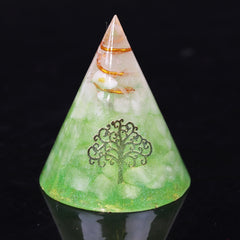 Orgonite Pyramid Natural White Crystal Energy Generator Pyramid  for EMF Protection tree of life Chakra Healing Meditation