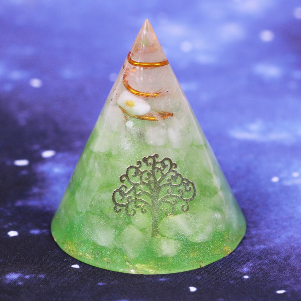 Orgonite Pyramid Natural White Crystal Energy Generator Pyramid  for EMF Protection tree of life Chakra Healing Meditation | Vimost Shop.
