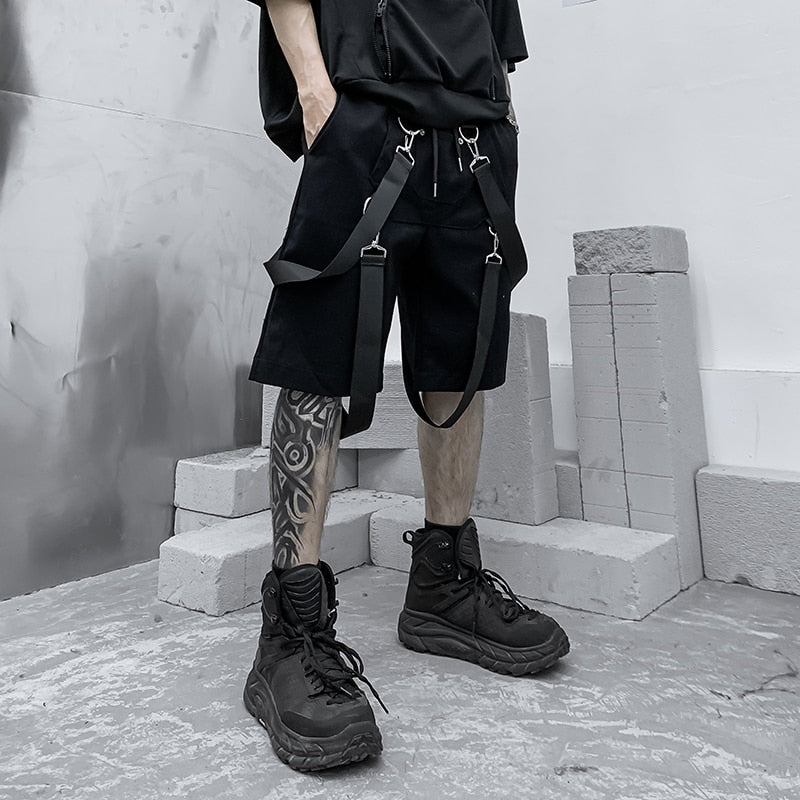 Male Shorts Multi Pocket Summer Loose Ribbons Black Men Short Pant Casual Cotton Hip Hop Streetwear Mens Cargo Shorts | Vimost Shop.