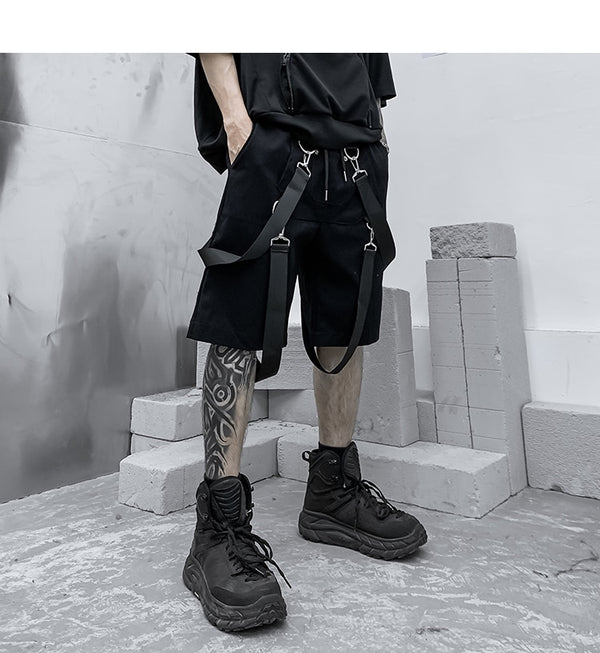 Male Shorts Multi Pocket Summer Loose Ribbons Black Men Short Pant Casual Cotton Hip Hop Streetwear Mens Cargo Shorts | Vimost Shop.